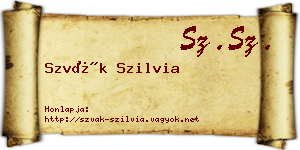 Szvák Szilvia névjegykártya